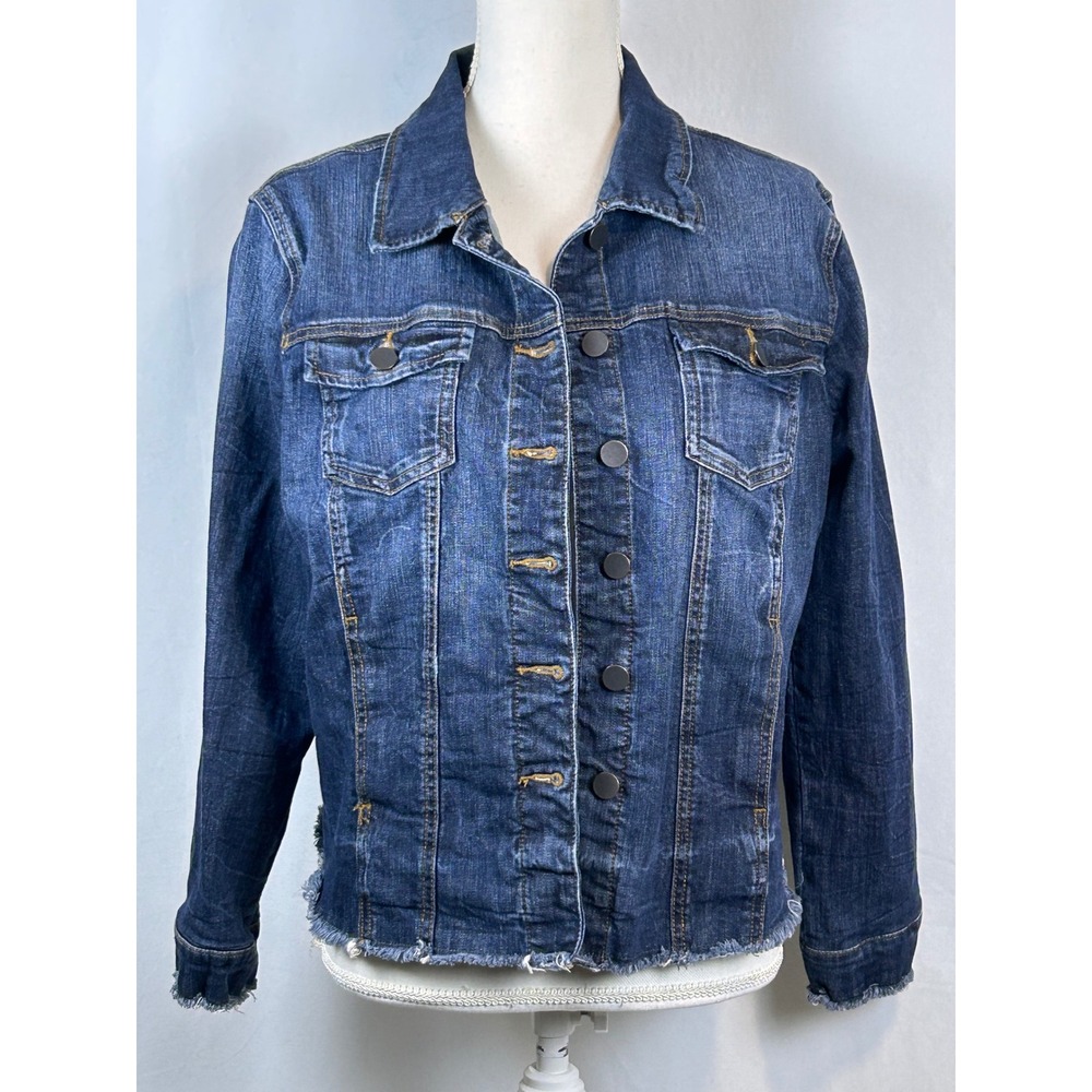 KUT from the Kloth Arielle Jacket Juniors XL Blue Excellent Frayed Hem Denim